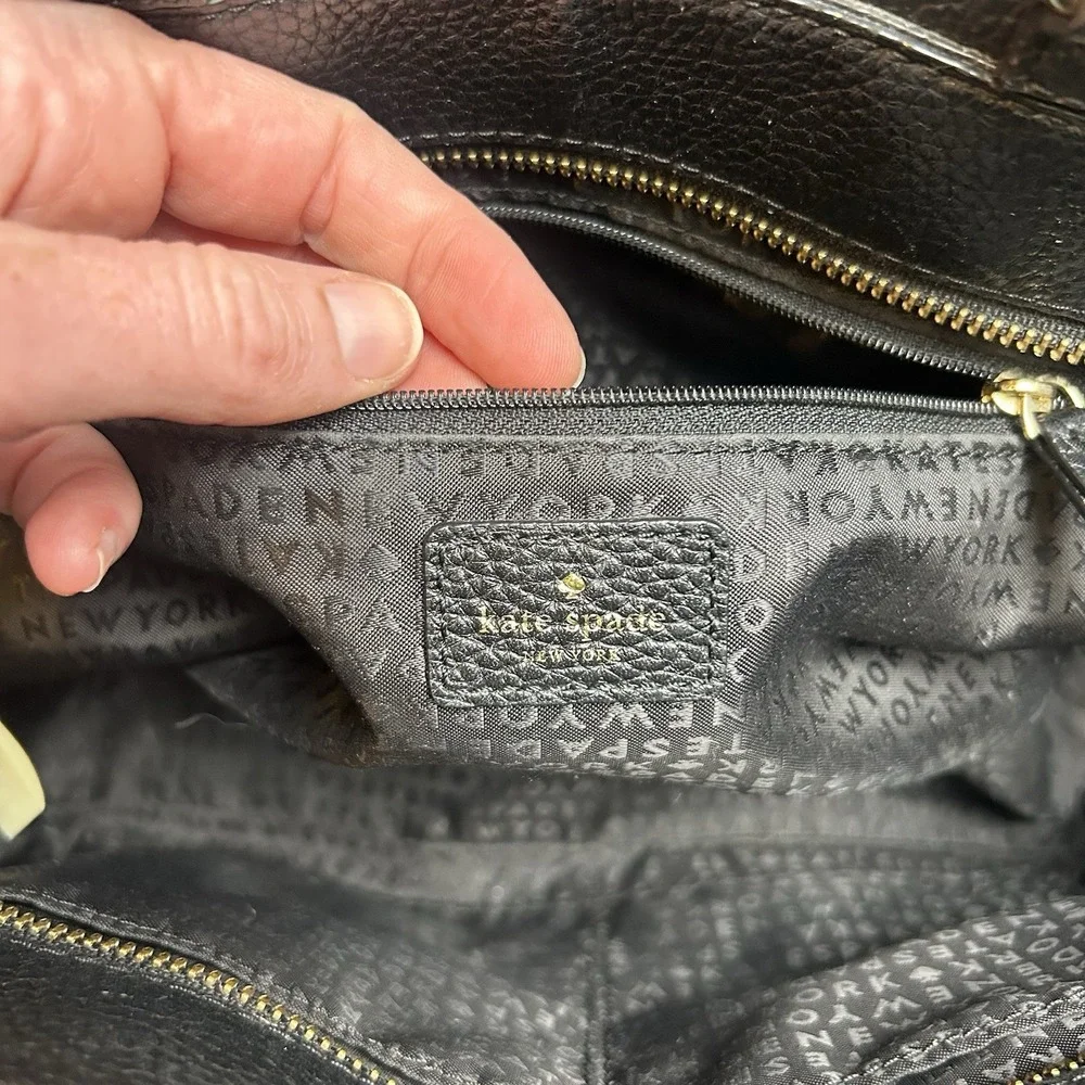 Kate Spade New York Black Pebbled‎ Leather Satchel Handbag Gold Hardware